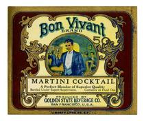 Bon Vivant Brand Martini cocktail, Golden State Beverage Co., San Francisco