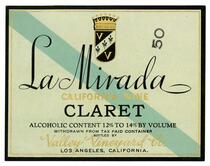 La Mirada California wine, Claret, Valley Vineyard Co., Los Angeles