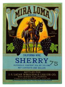 Mira Loma Brand sherry, Fruit Industries, Ltd., Guasti