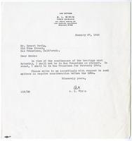 Letter from A. L. Wirin to Ernest Besig, Director, American Civil Liberties Union of Northern California, January 27, 1943
