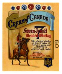 Cream of Canada Seven Jewel blended whiskey, Distillers Distributing Corp., San Francisco
