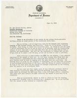 Letter from Fred W. Links, Assistant Director of the California State Dept. of Finance, to Don Greame Kelley, 1953 June 24 