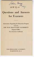 Questions and answers for evacuees: Information regarding the relocation program