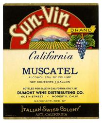 Sun-Vin Brand California Muscatel, Italian Swiss Colony, Asti
