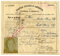 Certificate of residence for Lu Mai, farmer, age 38 years, of Santa Clara, California