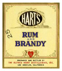 Hart's rum and brandy, The Alfred Hart Distilleries, Los Angeles