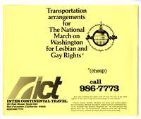 Transportation arrangements for The National March on Washington for Lesbian and Gay Rights