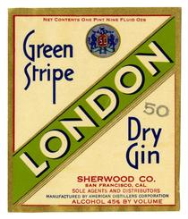 Green Stripe London dry gin, Sherwood Co., San Francisco