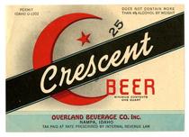 Crescent beer, Overland Beverage Co., Inc., Nampa, Idaho