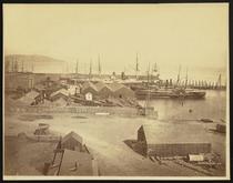 Pacific Mail Steamship Company, Wharf and Warehouses, from Rincon Hill, San Francisco [CEW 611]