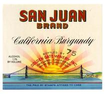 San Juan Brand California Burgundy, Golden Gate Winery, Oakland