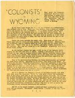 Colonists in Wyoming