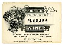 Fine Old Madeira wine, Old Parish Wineries, Santa Clara
