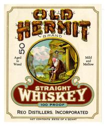 Old Hermit Brand straight whiskey, Reo Distillers