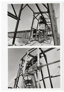 Views of the monorail used to transport lumber between stations at the Pickering Lumber Company