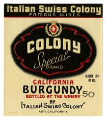 Colony Special Brand California Burgundy, Italian Swiss Colony, Asti