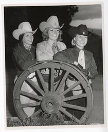 Shelley Bisio, Rodeo Queen Barbara Kennelly, Diane Abbott at the Hayward Rodeo, Alameda County, California