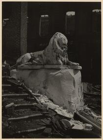 Destroyed lion statue