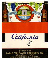Blank California wine label, Eagle Vineyard Products Co., San Francisco