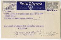 Postal telegraph from A. L. Wirin to Ernest Besig, Director, American Civil Liberties Union of Northern California, April 24 1943