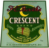 F. E. Booth's Crescent Brand green asparagus, F. E. Booth Company, Inc., Ryer Island, Sacramento River District