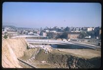 Construction of the Hollywood Freeway, near Los Angeles River