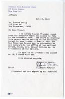 Letter from Clifford Forster, American Civil Liberties Union, to Ernest Besig, Director, American Civil Liberties Union of Northern California, July 8. 1942