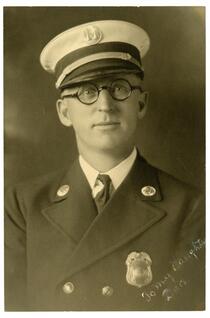 Portrait of fire captain R.E. Dunn, Los Angeles Fire Department