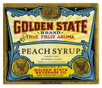 Golden State Brand peach syrup, Golden State Beverage Co., San Francisco