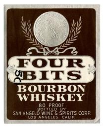 Four Bits bourbon whiskey, San Angelo Wine & Spirits Corp., Los Angeles