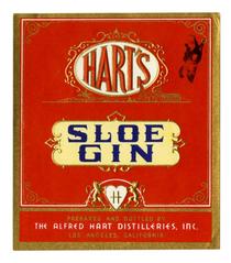Hart's sloe gin, The Alfred Hart Distilleries, Los Angeles