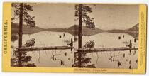 Reflection - Donner Lake. View from Pollard's Hotel, Eastern Summit in the distance