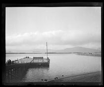 Spectators on wharf, San Francisco Bay