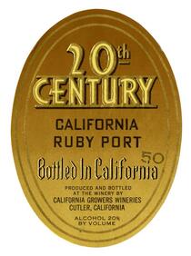 20th Century California ruby port, California Growers Wineries, Cutler