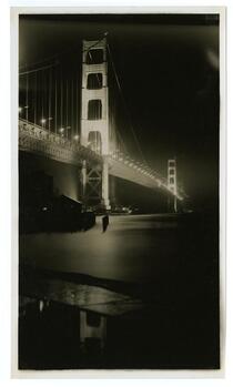 Golden Gate Bridge, at night after completion