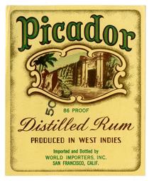 Picador distilled rum, World Importers, San Francisco