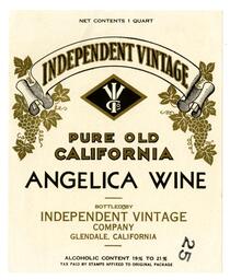 Independent Vintage pure old California Angelica wine, Independent Vintage Company, Glendale