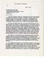 Letter from Robert Gordon Sproul, President, University of California, Berkeley California, to John H. Tolan, United States Congress, April 7, 1942