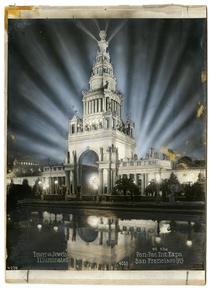Tower of Jewels Illuminated at the Panama-Pacific International Exposition, San Francisco