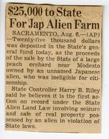 25,000 to state for Jap alien farm