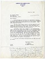 Letter from Clifford Forster, American Civil Liberties Union, to Ernest Besig, Director, American Civil Liberties Union of Northern California, July 10, 1942