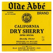 Old Abbé Brand California dry sherry, Elk Grove Winery, Elk Grove