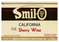 Smil-O California sherry wine, Smilo Wineries & Bottling Co., Fresno