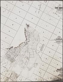 [Section of] Map of the city of Los Angeles showing the confirmed limits surveyed in August 1857 by Henry Hancock