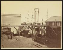 Pacific Mail Steamship Company Wharf with Derrick and Coal Yard, San Francisco [CEW 614]