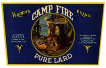 Virden's Camp Fire Brand pure lard, Virden Packing Company, San Francisco