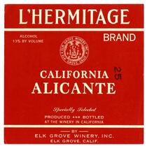 L'Hermitage Brand, California Alicante, Elk Grove Winery, Elk Grove
