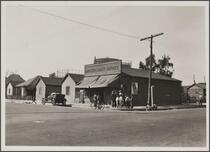 Northwest corner of Kearney and Utah Streets, East Side; Mexicans in front of Japanese grocery
