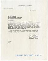 Letter to Don Greame Kelley from Dr. Tracy I. Storer, Professor of Zoology at U.C. Davis, 1953 March 11