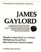 The Gay People's Union at Stanford presents a discussion with James Gaylord 